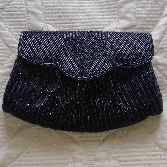 La Regale Black Beaded Crossbody